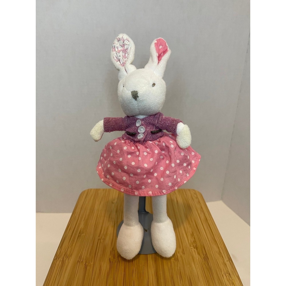 The Rag Tags Poppy White Bunny Rabbit Plush Lovey 10"
